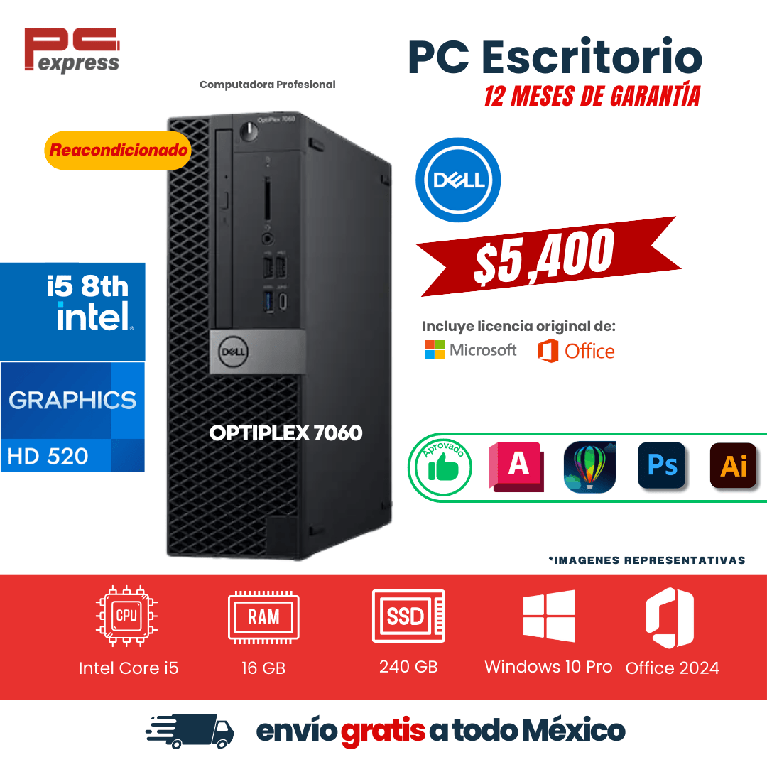 PC - Dell OptiPlex 7060 | Core i5 8ª Gen | 16 GB RAM | 240 GB SSD