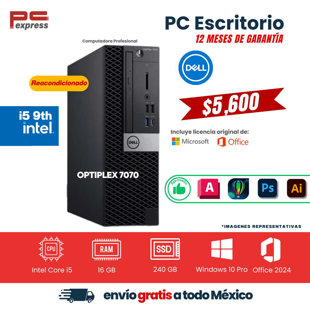 PC DELL OPTIPLEX 7070 i5 9TH 240 GB SSD 16 GB RAM