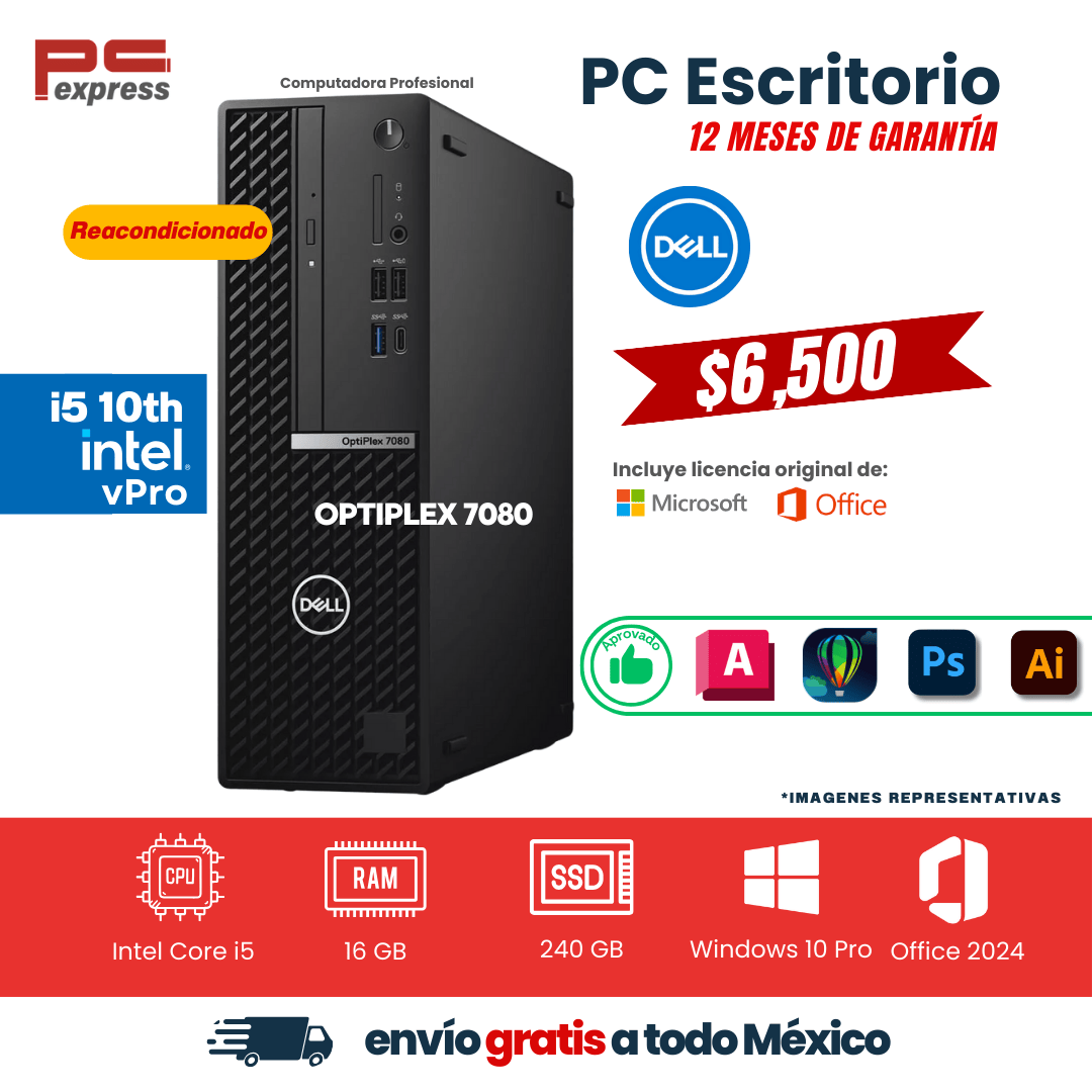 PC - Dell OptiPlex 7080 | Core i5 vPro 10ª Gen | 16 GB RAM | 240 GB SSD