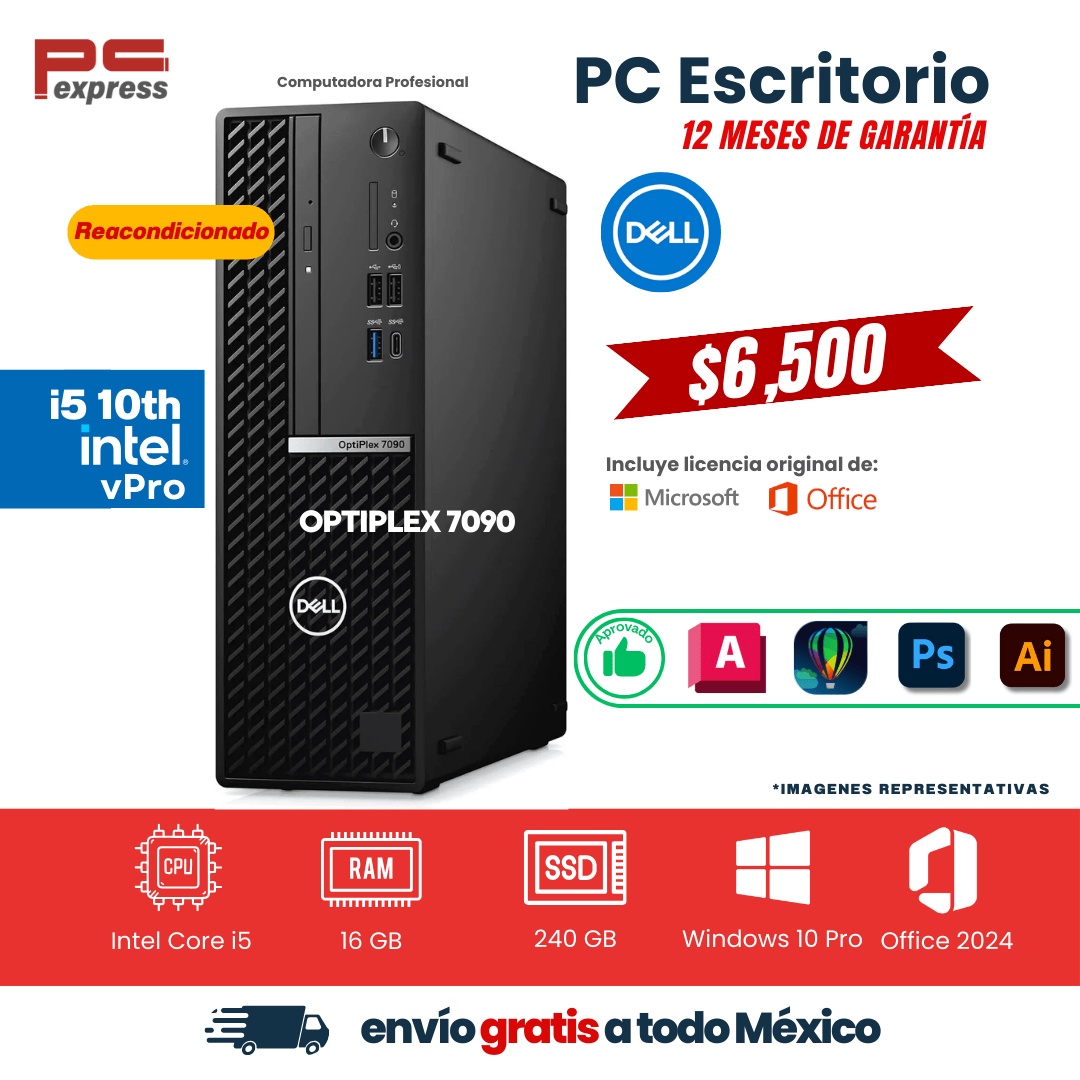 PC- Dell OptiPlex 7090 | Core i5 vPro 10ª Gen | 16 GB RAM | 240 GB SSD