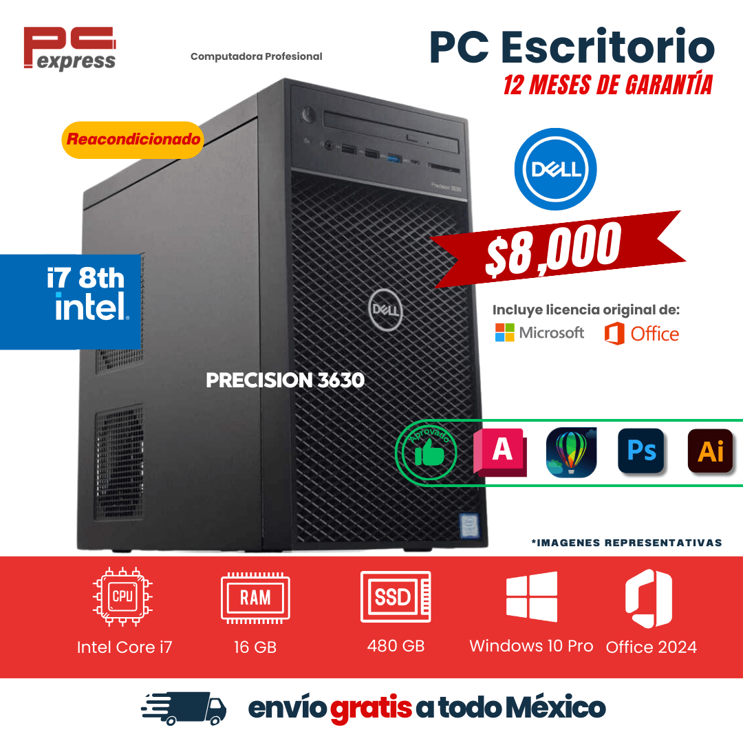 PC - Dell Precision 3630 | Core i7 8ª Gen | 16 GB RAM | 480 GB SSD