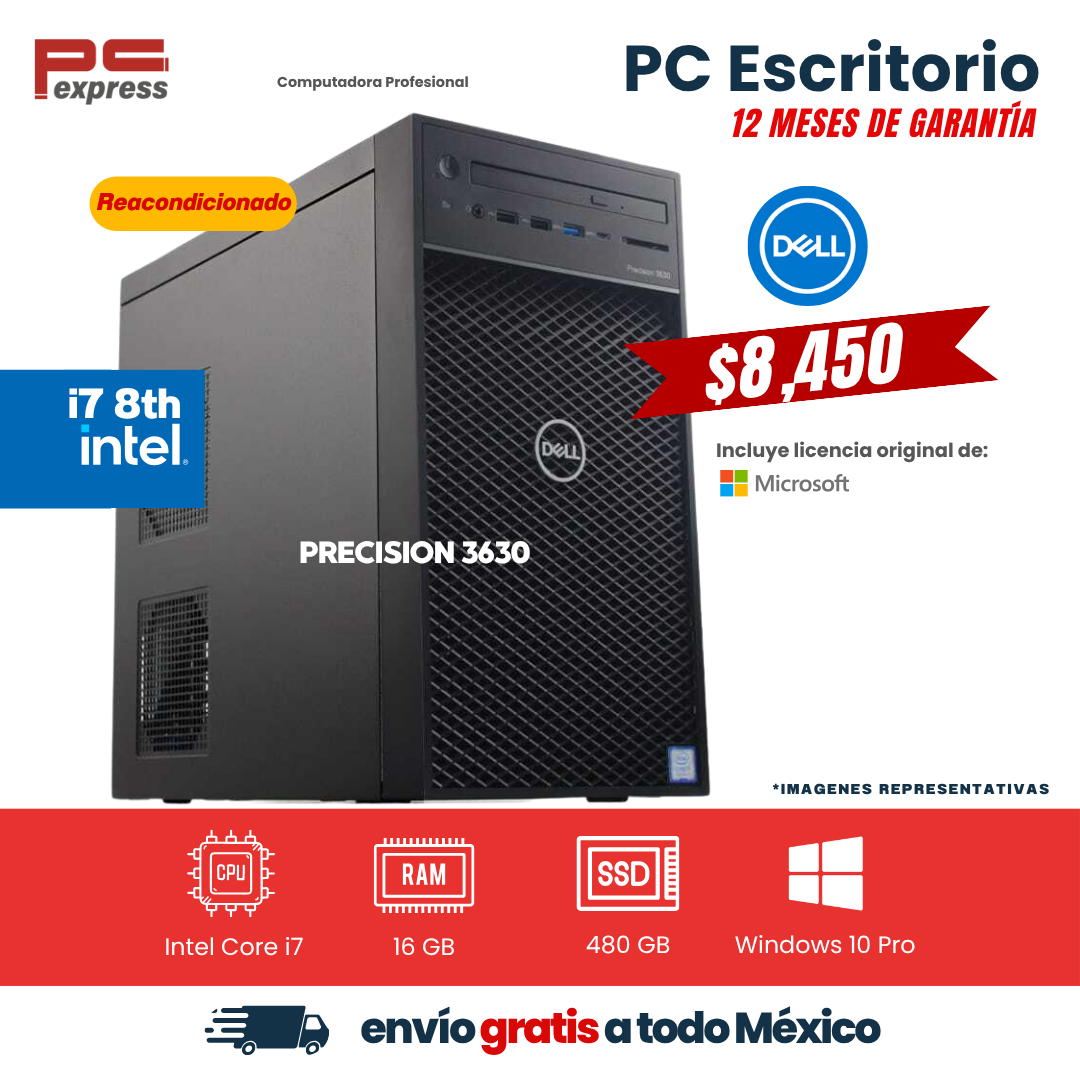 PC - Dell Precision 3630 | Core i7 8ª Gen | 16 GB RAM | 480 GB SSD