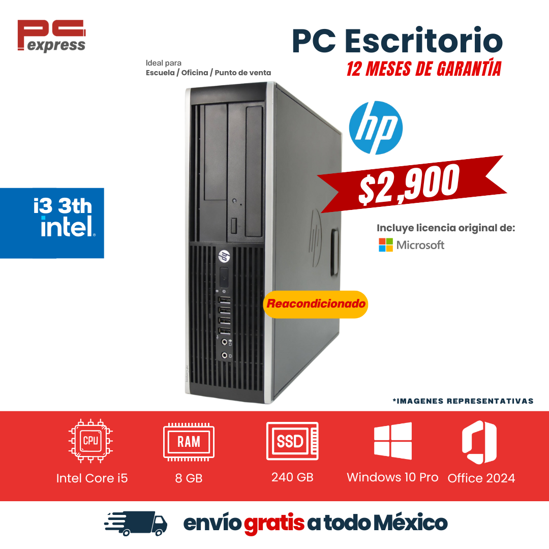 PC - HP PRODESK - i3 3 Th Gen. 8 gb RAM, 240 gb ssd, SFF.