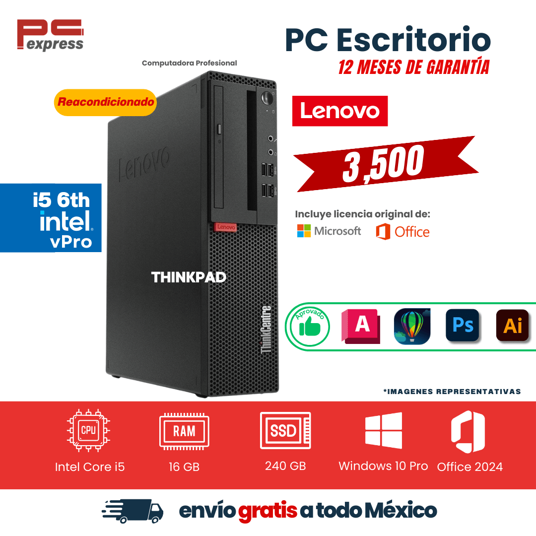 PC - Lenovo ThinkPad | Core i5 vPro 6ª Gen | 16 GB RAM | 240 GB SSD