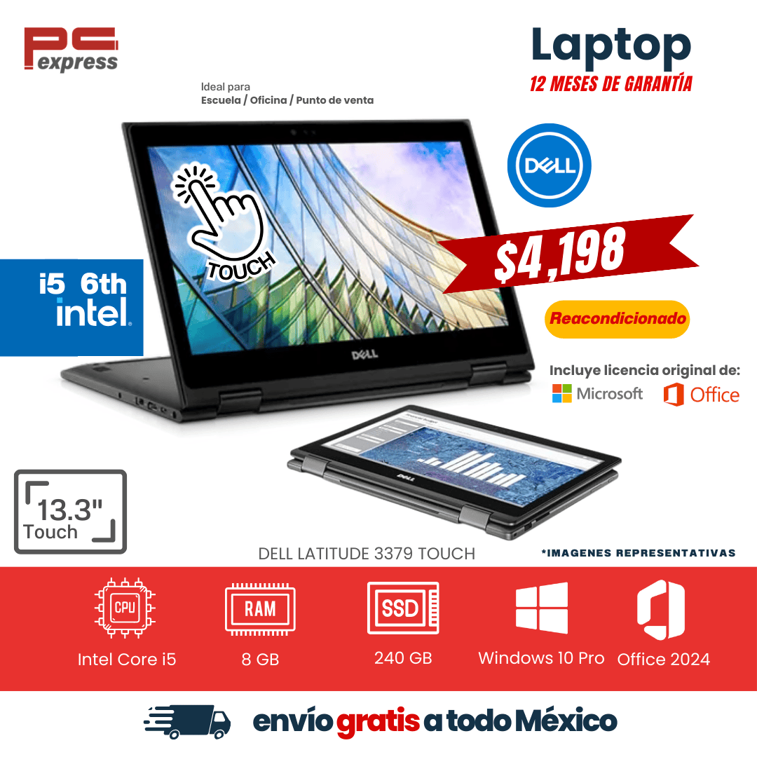 LAPTOP DELL LATITUDE 3379 2 EN 1 TOUCH i5 6th 240 SSD 8 RAM 13.3"