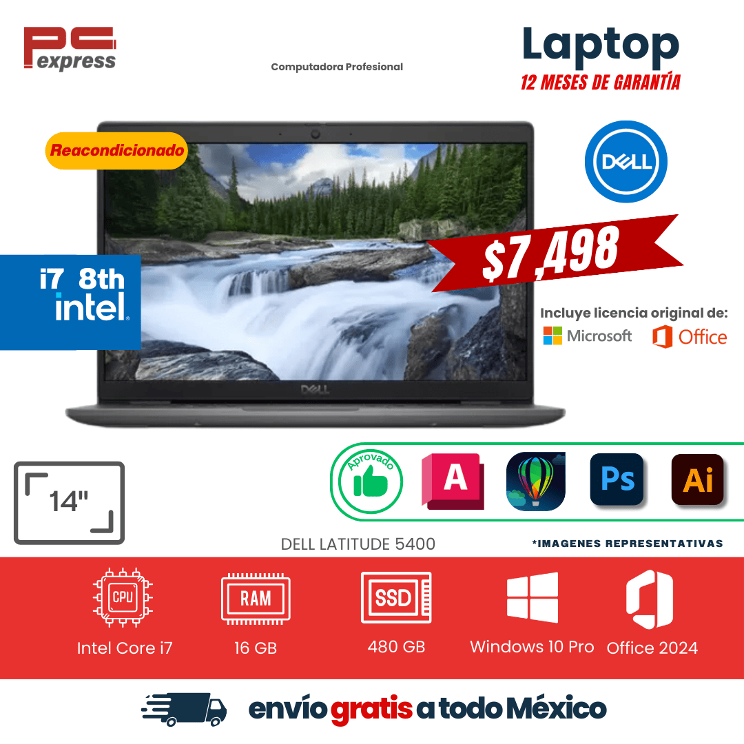 LAPTOP DELL LATITUDE 5400 i7 8th 480 GB SSD 16 GB 14"
