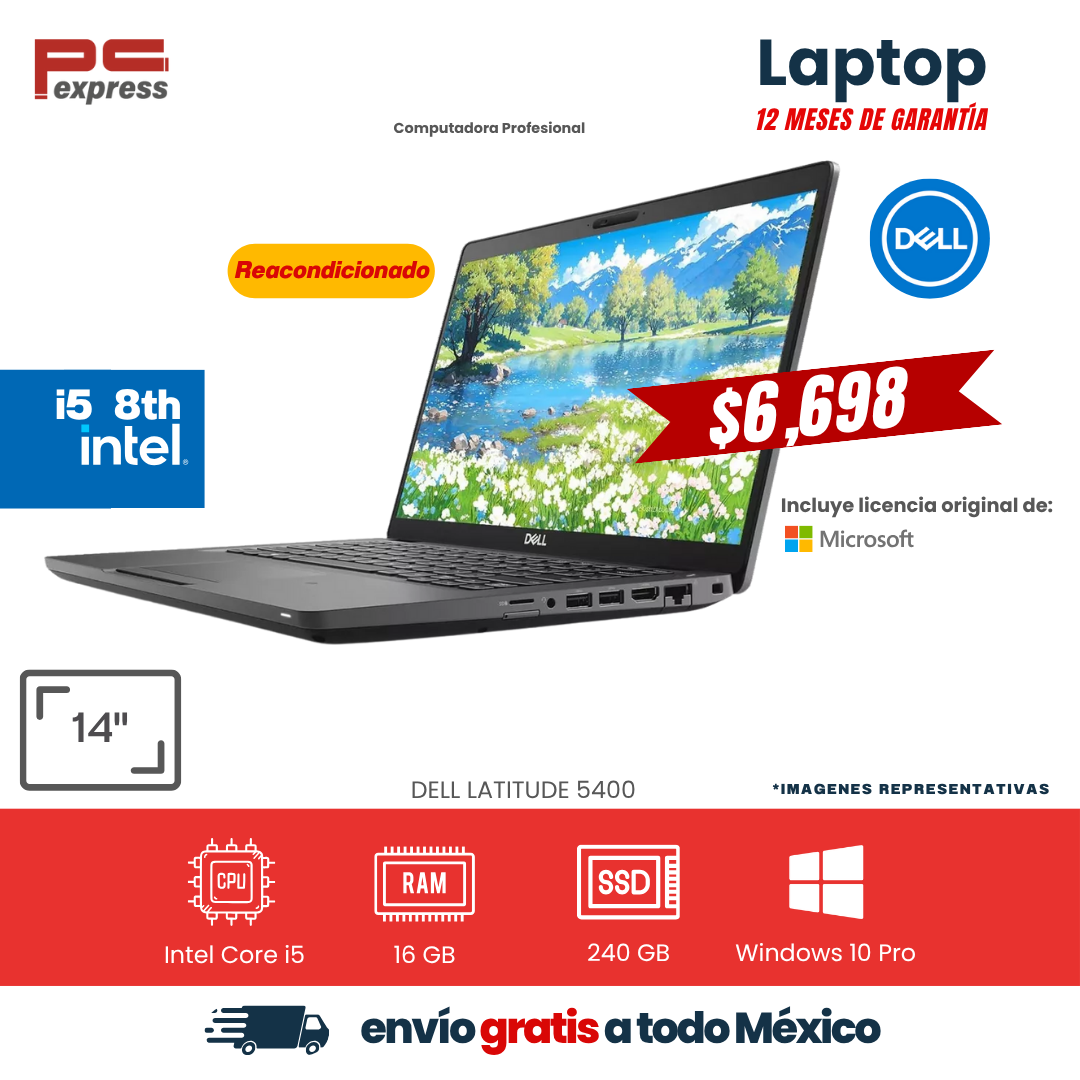 LAPTOP DELL LATITUDE 5400 i5 8th 240 GB SSD 16 GB RAM 14"