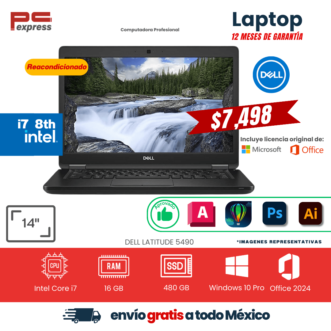 LAPTOP DELL LATITUDE 5490 i7 8th 480 GB SSD 16 GB RAM 14"
