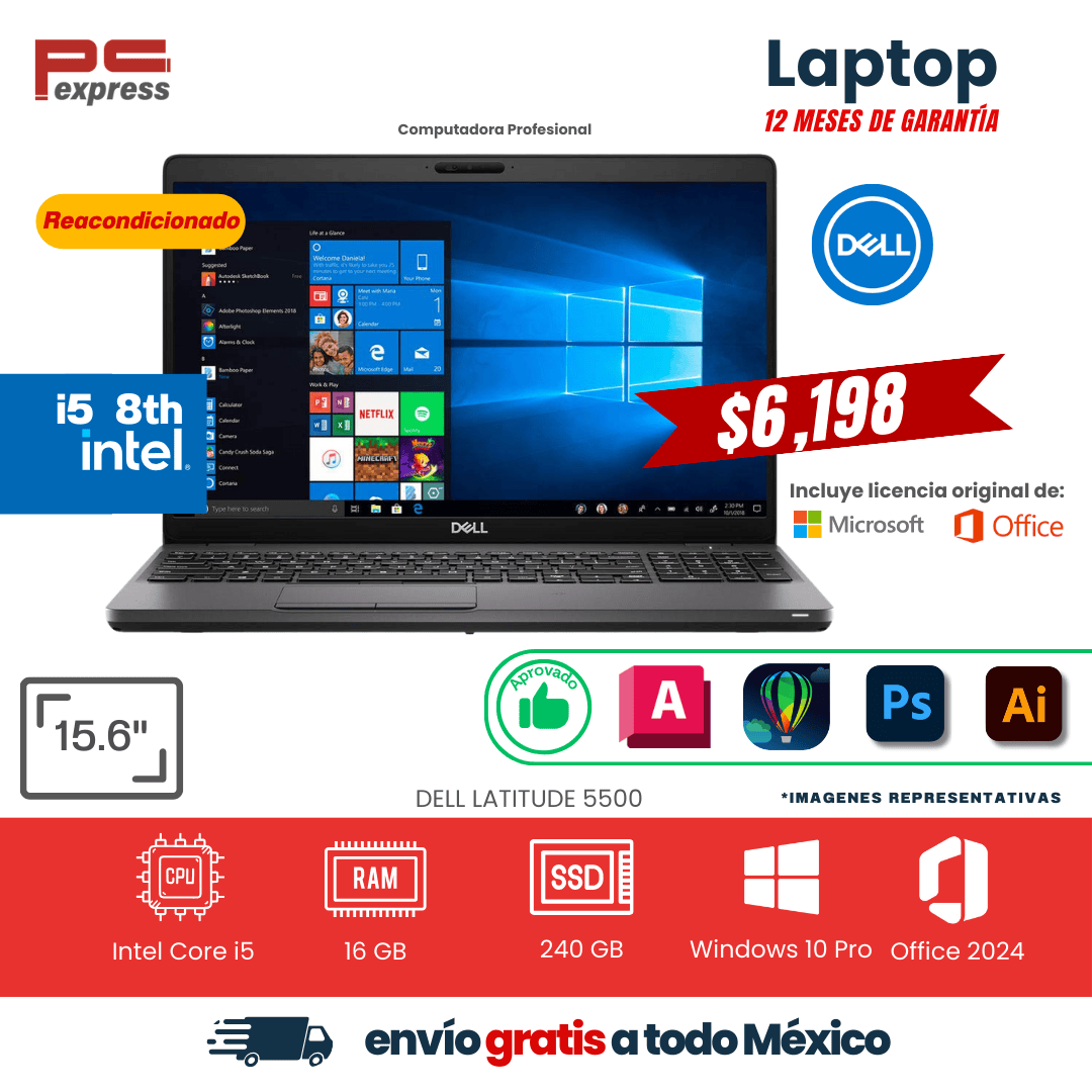 LAPTOP - Dell Latitude 5500 | Core i5 8ª Gen | 16 GB RAM | 240 GB SSD
