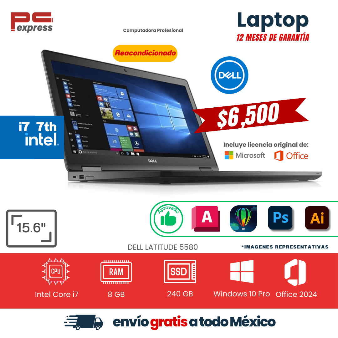 LAPTOP Dell Latitude 5580 | 15.6" | Core i7 7ª Gen | 8 GB RAM | 240 GB SSD