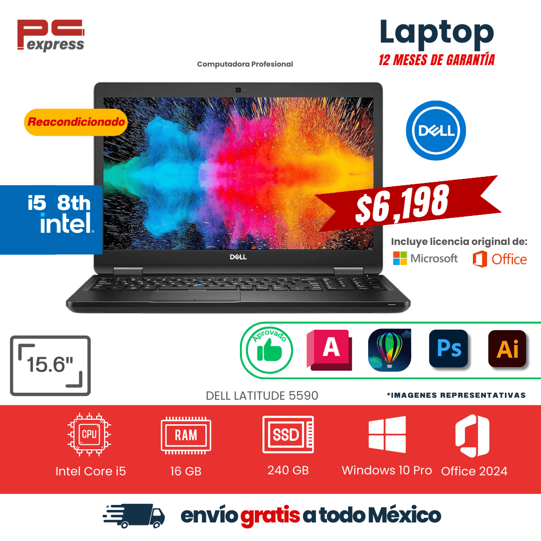 LAPTOP DELL LATITUDE 5590 i5 8th 240 GB SSD 16 GB RAM 15.6"