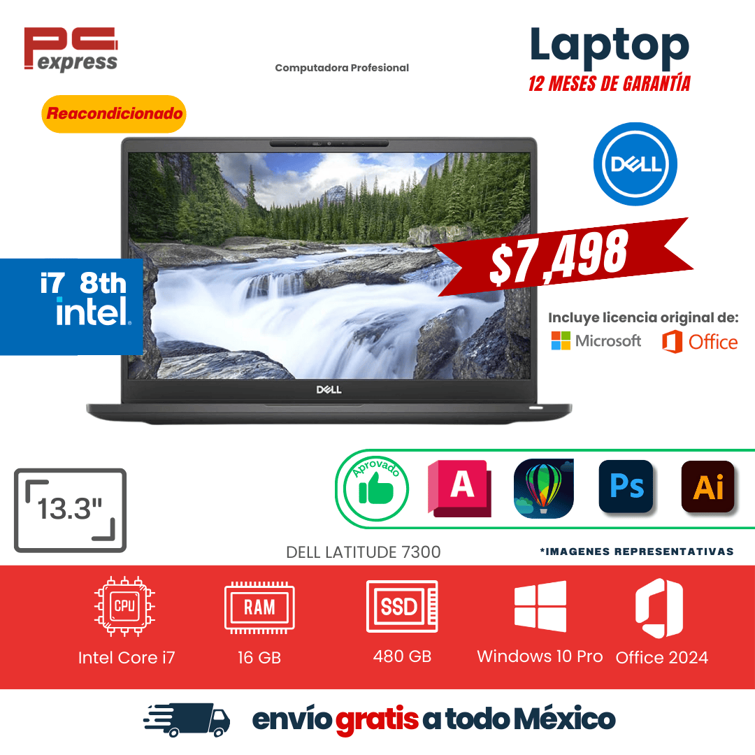 LAPTOP DELL LATITUDE 7300 i7 8th 480 GB SSD 16 GB RAM 13.3"