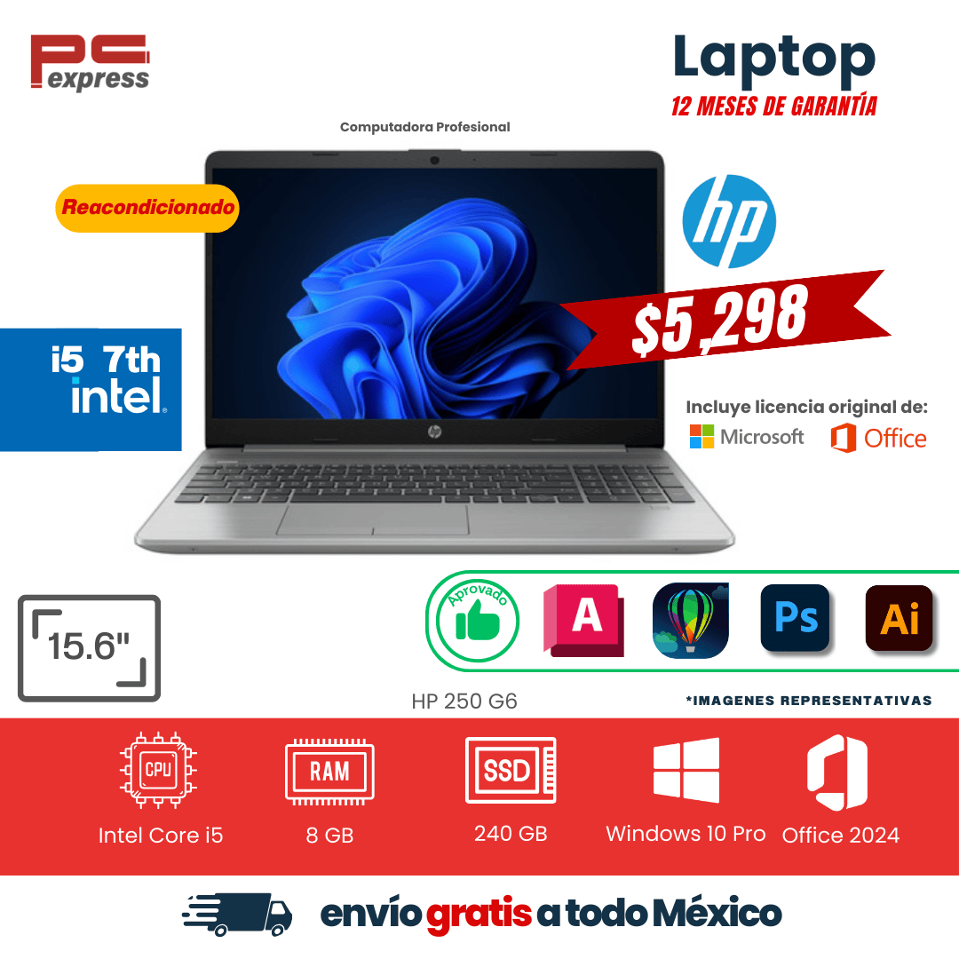 LAPTOP - HP 250 G6 | Core i5 7ª Gen | 8 GB RAM | 240 GB SSD