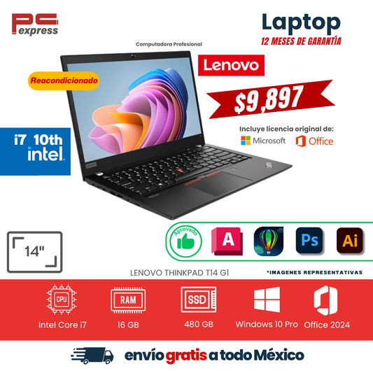 LAPTOP - Lenovo ThinkPad T14 G1 | Core i7 10ª Gen | 16 GB RAM | 480 GB SSD